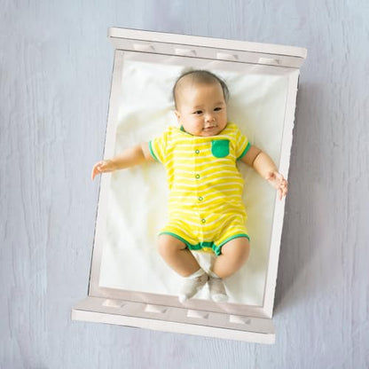 Cabilock Newborn Photography Prop Bed, Handcrafted Rustic Wooden Baby Photo Bed, Detachable Studio Photoshoot Props, 16. 53 X 11. 22 X 8. 46 Inches, White - color: White