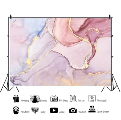 AOFOTO 9x6ft Polyester Pink Marble Backdrop Marble Texture Stone Abstract Art Gold Powder Photography Background Bedroom Wall Decorations Banner Wedding Birthday Baby Shower Party Supplies Props - size: 9x6ft