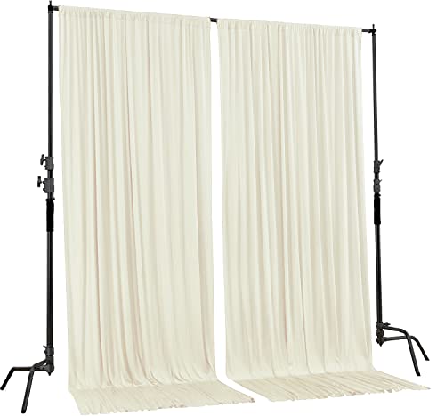 AK TRADING CO. 10 feet x 8 feet IFR Polyester Backdrop Drapes Curtains Panels with Rod Pockets - Wedding Ceremony Party Home Window Decorations - Ivory - color: Ivory, size: 10 ft x 8 ft