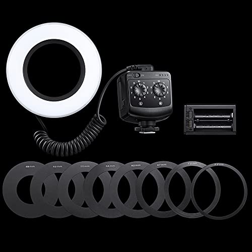 Godox Ring 72 Macro LED Ring Light with 8 Lens Adapter Rings for Canon Nikon Pentax Olympus DSLR Cameras