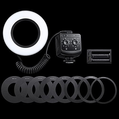 Godox Ring 72 Macro LED Ring Light with 8 Lens Adapter Rings for Canon Nikon Pentax Olympus DSLR Cameras