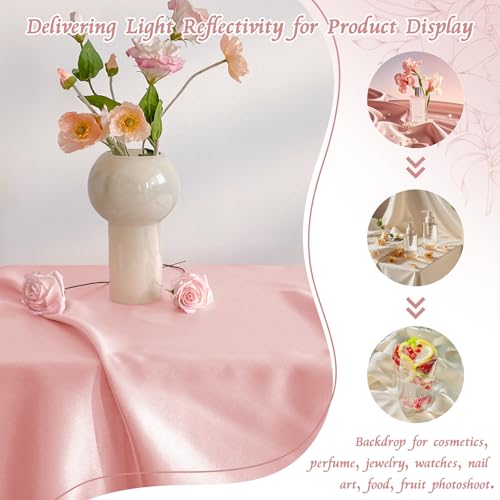 RUDONG M Satin Photography Backdrop 3.3x2.5ft - Wrinkle-Free Silky Fabric Background for Jewelry/Cosmetics/Flat Lay/Studio, Pink Backdrop Cloth (100x75cm) - color: Pink