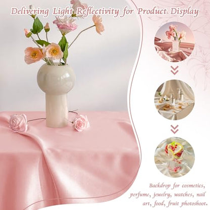 RUDONG M Satin Photography Backdrop 3.3x2.5ft - Wrinkle-Free Silky Fabric Background for Jewelry/Cosmetics/Flat Lay/Studio, Pink Backdrop Cloth (100x75cm) - color: Pink