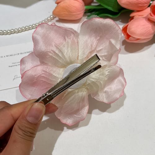 Gradient Flower Hair Clip for Women Duckbill Barrette Daily Outfit Accessory Travel Styling Prop for Spring Picnic or Photo Use - color: Pink