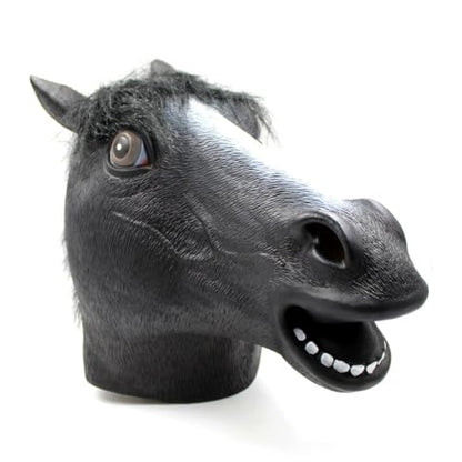 CreepyParty Horse Head Mask - Animal Halloween Costume for Parties, Cosplay, Photo Booth Props, and Pranks - Funny Gag Gift for Adults, Black