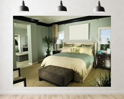 Trykid 15x8ft Luxury Green Bedroom Backdrop Serene Classic Elegant Cozy Neutral Tone Photography Background Home Relaxation Formal Event Party Decoration Tapestry Photo Booth Prop Fabric - size: 15x8ft