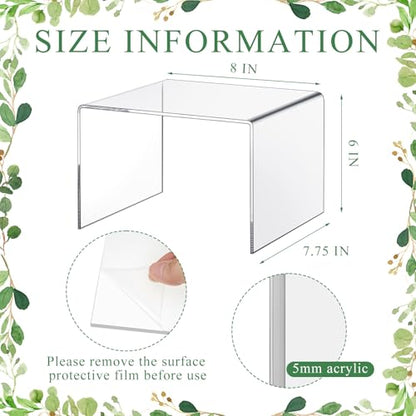 RattanView 2 Pcs 8 Inch Large Acrylic Risers Display Stands 5 mm Thick Acrylic Shelf Riser Showcase for Collectibles Jewelry Cupcakes Food Figures Perfume Cabinet (Clear) - color: Clear, size: 8 Inch, 5 mm