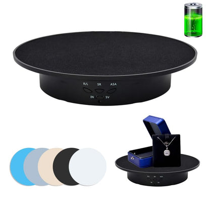 JAYEGT Motorized Rotating Display Stand, 7.87inch /17.6lbs Load, 360 Degree Electric Rotating Turntable for Photography Products, Jewelry, 3D Model ,with 5 Colors Backgrounds- Black - color: Black