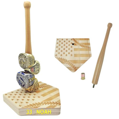 Baseball Ring Holder Softball Ring Display Case Championship Baseball Ring Display Stand Gifts for Men - Flag Pattern - color: Flag