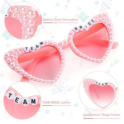 Etercycle Team Bride Sunglasses, Bridesmaid Proposal Gifts Heart Shaped Glasses, Pink Women's Sunglasses Bridal Engaged Gift For Bachelorette Party Favors - color: Team Bride-pink