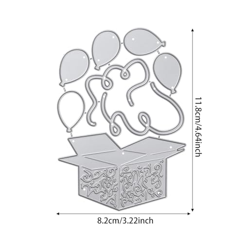Scrapbooking Die-Cuts for Card Making, Christmas Metal Cutting Dies, Paper Craft Punch Template, Background Embossing Stencils, DIY Album Décor (Ballon Box-8.2x11.8cm) - color: Ballon box-8.2x11.8cm