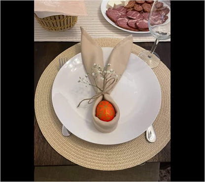 PLOYMONO Beige Heavy Duty Polyester Napkins - 17 x 17 Inch Solid Washable Cloth Dinner Napkins - Set of 8 Napkins with Hemmed Edges - Great for Weddings, Parties, Banquets Dinner & More - color: Beige