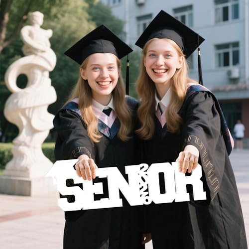 Large Senior 2026 Sign Graduation Decorations Class of 2026 Photo Booth Props for Photoshoot, Graduation Table Centerpieces for Senior Night Decor Letter Sign Grad Party Supplies - White
