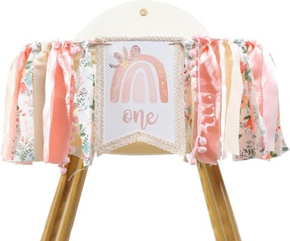 Boho Rainbow 1st Birthday High Chair Banner for Girls - Bohemian Rainbow Theme One Party Decorations Supplies,First Birthday Photo Props