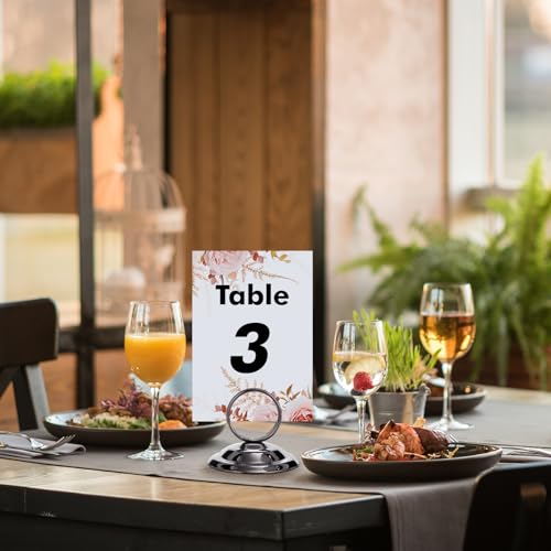 MotiMind 24 Pcs Table Number Holders-Metal Place Card Holders Table Number Stands Tabletop Sign Stands for Photos, Menu, Memo, Notes, Wedding, Restaurant, Banquet, Birthday(Gunmetal Grey) - color: Gunmetal Grey