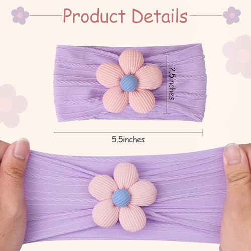 CÉLLOT Baby Flower Headbands Baby Girls Nylon Headbands Soft Elastic Hairbands Hair Accessories for Newborn Infant Toddler Kids (Violet,Cameo,Pink) - color: Dark Purple+Purple+Pink