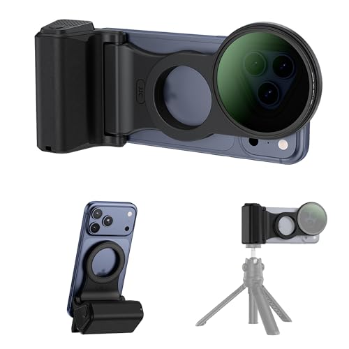 KIWIFOTOS Magnetic Phone Camera Grip with 67mm Phone Lens Filter Adapter Kit for Magsafe iPhone 17 16 15 14 Pro Handle with Remote & Tripod Adapter (Filter not Included) - color: Filter Adapter Kit for iPhone 17 Pro