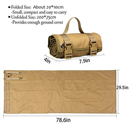 Tactical Shooting Gun Mat Outdoor Professional Waterproof Non-Slip Shooting Mat Firearm Shooting Bag Rifle Rest Bag Shooting with Front and Rear Support Sandbags - color: Khaki