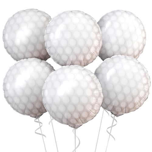 Biapian Golf Balloons Set, 18 Inch Golf Aluminum Foil Balloons, 6 Pcs Large Sports Golf Ball Themed Party Balloon Helium for Boys Men Hole In One Birthday Sport Birthday Party Decorations Supplies - style: Golf