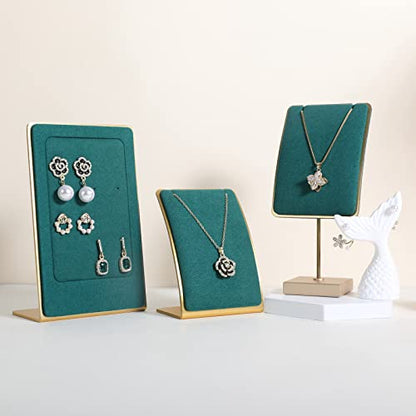 Green Necklace display stand, Velvet Jewelry necklace display holder for selling, small metal earring neck storage organizer, online jewelry photography props【Green】 - color: green