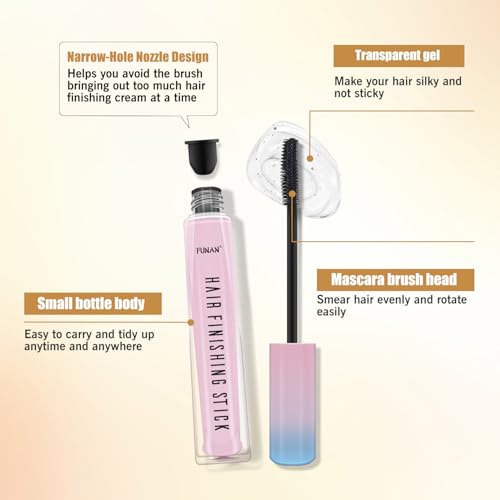 FUNAN Hair Finishing Stick Hair Wax Stick with Brush Works Better When Paired Together - size: 2.12 Ounce (Pack of 4)