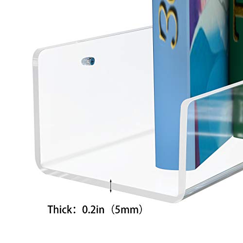 NIUBEE 24" Premium Acrylic Floating Nursery Kids Bookshelf Wall Ledge Shelf, Clear Invisible Spice Rack Bathroom Storage Shelves Display Organizer, 50% Thicker with Screwdriver, Set of 4 - size: 24"(4 Packs)