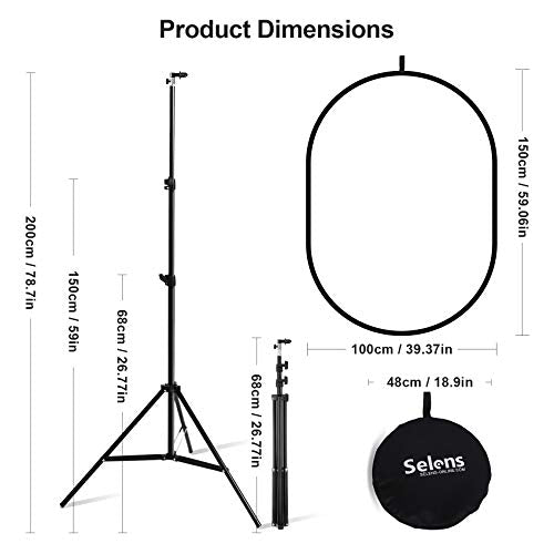 Selens 59x39in Pop-up Soft Light Diffuser Kit, with 6.6 Ft Light Stand & Clip Holder for Photo Studio Portrait and Product Shooting - size: 39x59inch/100x150cm with 6.6ft light stand