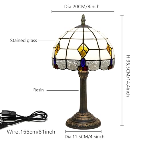 Mediterranean Style Geometric Pattern Small Tiffany Lamp Stained Glass Table Lamp Cute Unique Bedside Nightstand Light Living Room Dining Room Decorative Desk Lamp Atmosphere Lamp Creative Gift - color: stained glass Lamp G