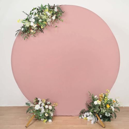 Efavormart 7.5ft Dusty Rose Round Spandex Backdrop Cover, Double Sided Circular Arch Slipcover for Romantic Weddings and Bridal Shower Decor - color: Dusty Rose, size: Round