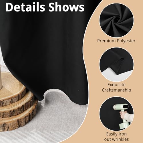 10x10FT Black Backdrop Curtains for Parties, Black Photo Backdrop Curtain Wrinkle-Resistan Drapes Panels for Party Birthday Wedding Halloween Decoration Photography, 5x10FT, 2 Panels - color: Black, size: 5x10ft(2 Panels)