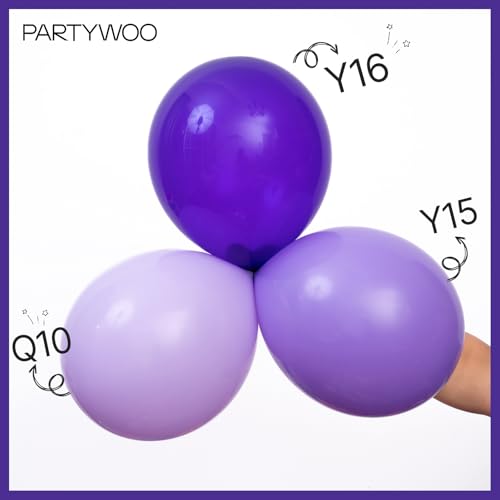 PartyWoo Lavender Balloons 99pcs Different Sizes Pack of 36 18 12 10 5 Inch Light Pastel Purple Lilac Balloon Arch Kit for Baby Shower Bachelorette Fairy Birthday Princess Party Decorations Purple-Q10 - color: Purple-q10