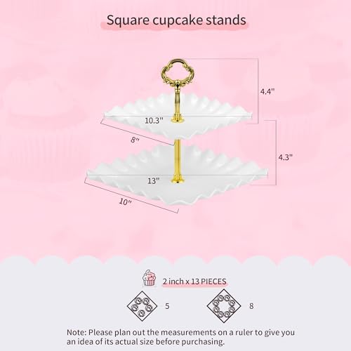 Pack of 11 NWK Cake Stand Set, with 3 x Two-Tier and 3 x Three-Tier Cupcake Stands, 4 x Appetizer Trays, 1 x Tablecloth for Birthday Bridal Baby Shower Party (Gold) - color: Gold