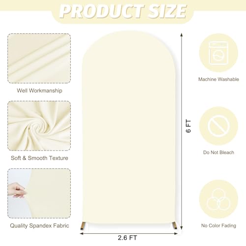 MODFUNS Ivory Arch Cover 2.6x6ft Spandex Arch Covers Stretchy Arched Stand Cover Romantic Fitted Arches Backdrop Covers Double Sided Arched Cover for Wedding Ceremony Party Event Decoration - color: Ivory, size: 2.6 FT x 6 FT