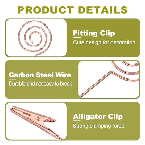 PATIKIL 5PCS Metal Alligator Clamp, 1 Set Round Multi-Functional Alligator Clip Bracelet Helper Tool Memo Note Photos Place Cards Clip Holder, Rose Gold - color: Rose Gold