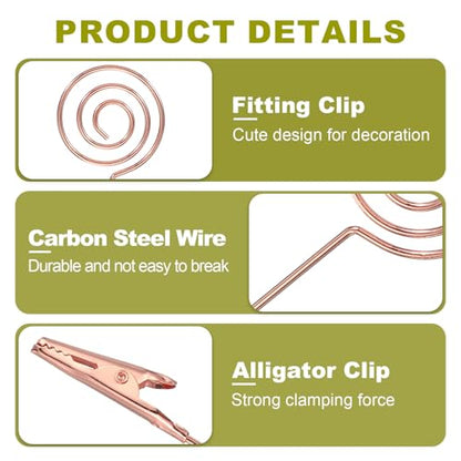 PATIKIL 5PCS Metal Alligator Clamp, 1 Set Round Multi-Functional Alligator Clip Bracelet Helper Tool Memo Note Photos Place Cards Clip Holder, Rose Gold - color: Rose Gold