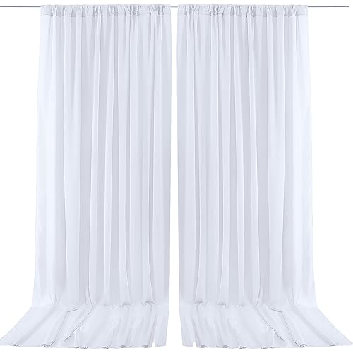 PARTISKY 10x10ft White Chiffon Sheer Backdrop Curtains (2 Panels 5x10ft Each) -Wrinkle-Free Drapes for Wedding, Birthday Party & Photography Stage Decor - color: White, size: 10ft x 10ft