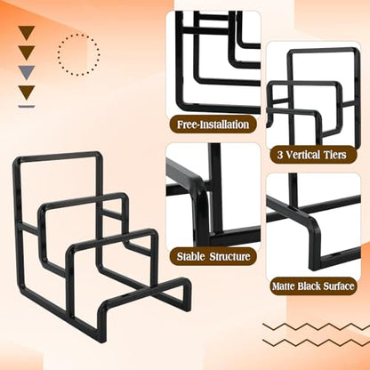Wallet Display Rack Purse Stand, 3 Layer Display Riser Stainless Steel Metal Countertop Shelf Risers for Showcase Home Boutique Retail Store Black
