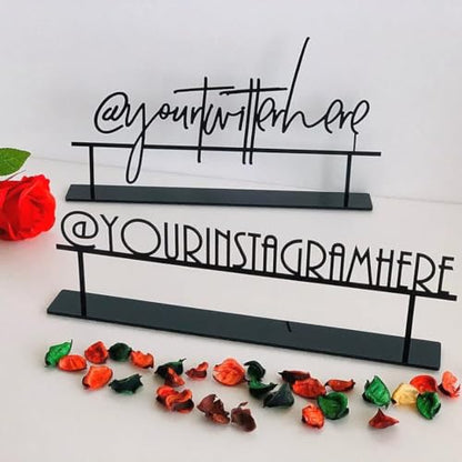 Custom Hashtag Sign Metal Table Sign Personalized Social Media Your Text Here Freestanding Signage Laser Cut Business Logo Tabletop Reception Centerpiece Birthday Event Photo Prop Social Media @ At