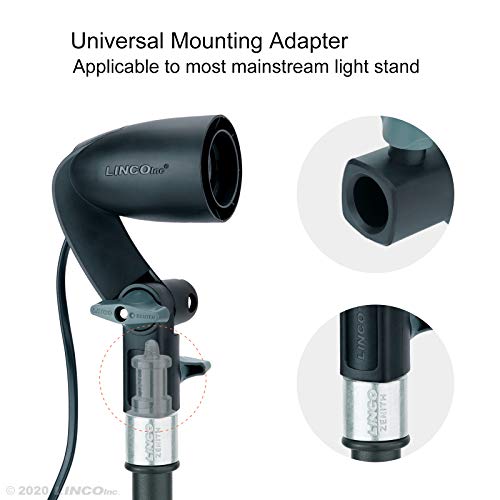 LINCO Lincostore 2 Pcs Photography Studio AC Fire-Resistant Socket Light Stand Mount Umbrella Holder E26/E27 Mini Cirrus 5310