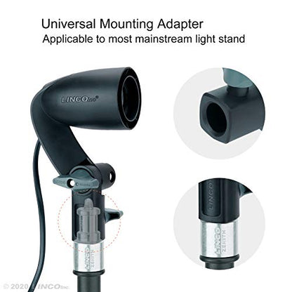 LINCO Lincostore 2 Pcs Photography Studio AC Fire-Resistant Socket Light Stand Mount Umbrella Holder E26/E27 Mini Cirrus 5310