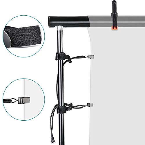 16Clips - 8Heavy Duty Spring Clips & 8Backdrop Clip Holders, Adjustable Elastic Nylon PhotoClips for Photography & Video Studio