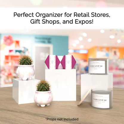 2 Pack Acrylic Display Riser Boxes 3 Piece White Retail Product Riser No Lid with Hollow Bottom 4", 5", 6" High Nesting Bins One Open Side Merchandise Storage Box by Marketing Holders - size: Set of 3 White