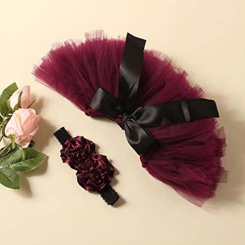 Ylsteed Newborn Girls Photography Prop Infant Tutu Skirt Newborn Lace Tulle Skirt Girl Photo Shoot Outfits Infant Princess Costume Clothes Photo Props-Purple - color: Purple