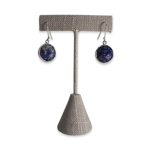 6Pcs Set Earring T Stand Display Set, Jewelry Display Stand for Showroom and Tradeshow Showcase Displays, various materials, 4 1/2 H in; 5 3/4 H in; 6 3/4 H in (Grey Linen) - color: Grey Linen