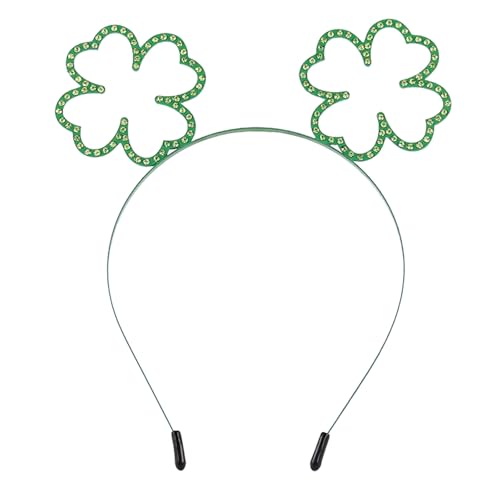 St.Patrick’s Day Headband Green Shamrock Hairband Rhinestone Headpiece Irish Clover Hair Accessories - color: Green Shamrock