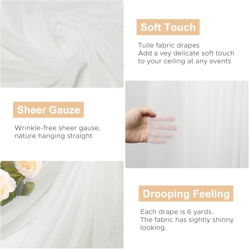 Wokceer Wedding Arch Draping Fabric 28.7" x 20FT Ivory Drapes Sheer Fabric Backdrop Arch Draping Fabrics for Wedding Ceremony Birthday Party Bridal Shower Decoration - color: Ivory, size: 1 Panel