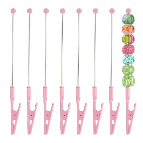 PATIKIL Long-Tailed Alligator Clamp, 8 Pcs 5.3 inch/135mm Metal Wire Alligator Clamp Beadable Alligator Photo Clips for Picture Note Menu Memo DIY Decor Crafts, Pink - color: Pink