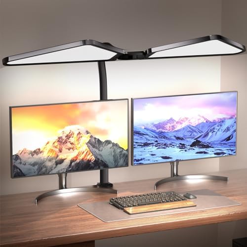 AILBTON Ultra-Large Gooseneck Desk Lamp with Clamp| Dual-Source Super Bright LED Study Light with Flexible Arms, 5 Brightness & 4 Color Modes for Home Office/Reading - style: Fan-shaped Table Lamp