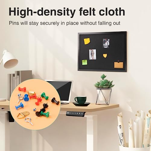 OWLKELA 17'' x 23'' Cork Board with Felt, Vision Board and Decorative Hanging Pin Board, Black Framed Display Bulletin Board for Walls, Ideal for Office, School and Home - size: 23" x 17"