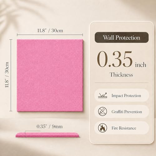 Large Cork Boards for Walls – 36" x 24" Self Adhesive Felt Wall Tiles, Ideal for Office Black Bulletin Board, Easy to Install Pin Board Photo Board - color: Rose Pink, size: 24" X 36"